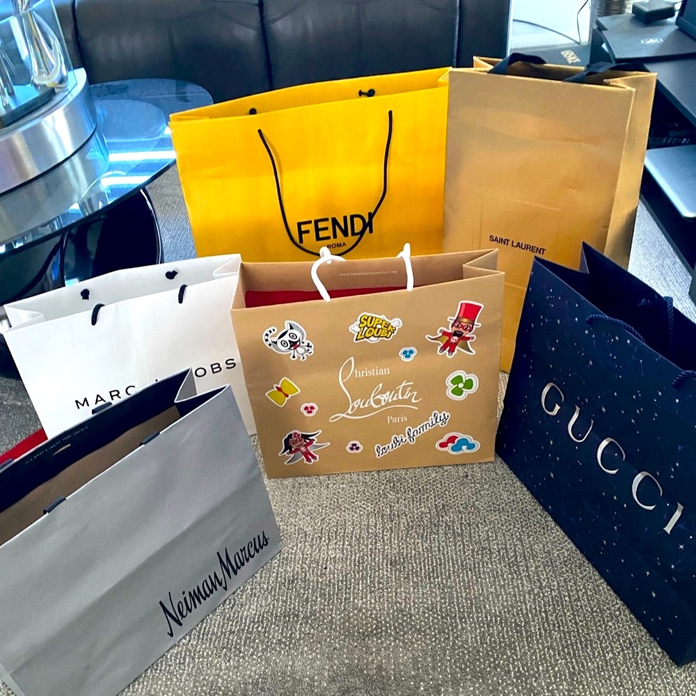 10 Designer Shop Bags Fendi, Gucci, Chris L, YSL, Nord, Saks, Marc J, Neiman🔥❤️